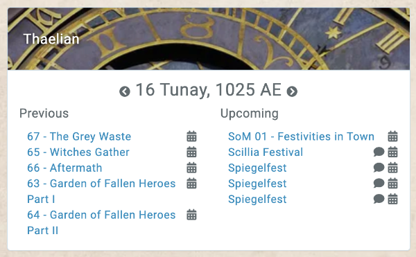 Kanka calendar dashboard widget
