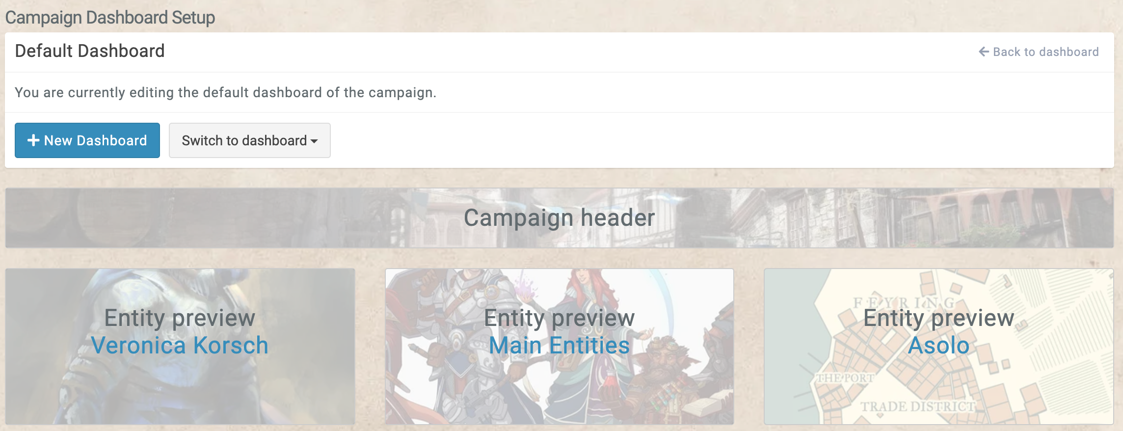 Kanka dashboard setup